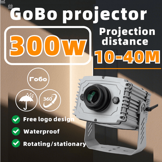 Powerful Outdoor Waterproof Gobo Projector Light, 300W High-Power Logo Projector for Exterior Walls