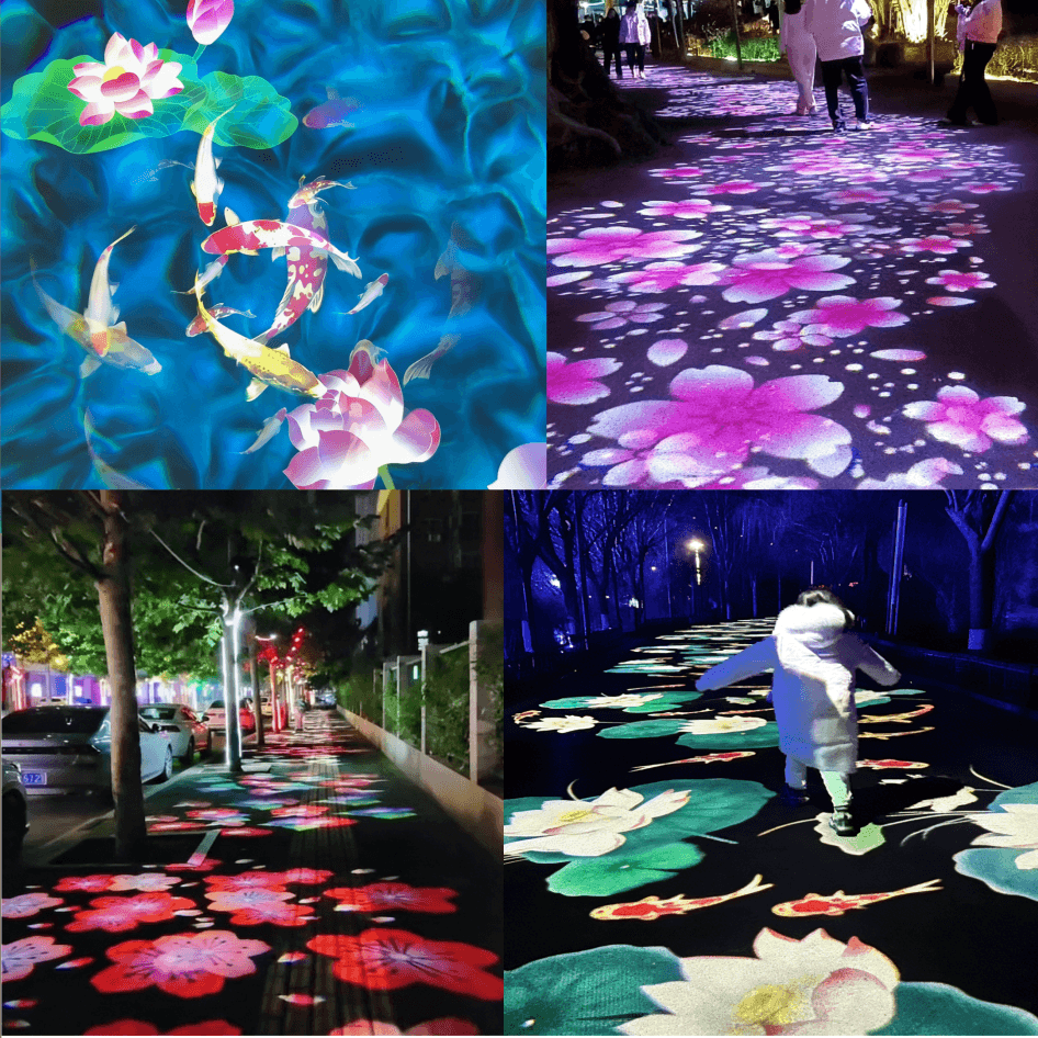 Dynamic Rotating Koi & Floral Gobo Projector — High-Power Prism Lens Outdoor Light with Lifelike Swimming Effect
