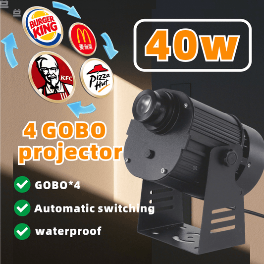 40w Automatic 4-Pattern Loop Gobo Projector - IP67 Waterproof Outdoor Dynamic Signage Light
