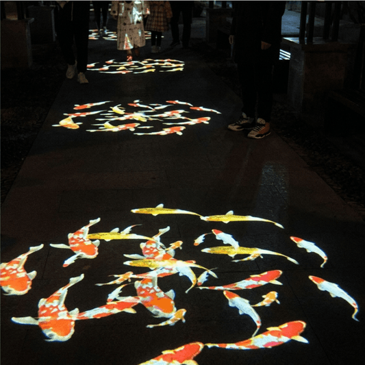 Dynamic Rotating Koi & Floral Gobo Projector — High-Power Prism Lens Outdoor Light with Lifelike Swimming Effect