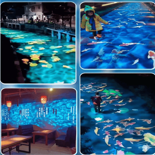 110wOutdoor Waterproof Water Ripple Projector - Dynamic Flowing Light for Landscape & Commercial Decor