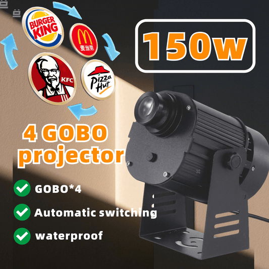 150w Automatic 4-Pattern Loop Gobo Projector - IP67 Waterproof Outdoor Dynamic Signage Light