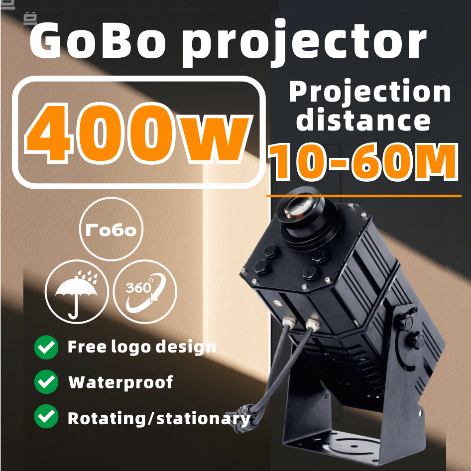 Powerful Outdoor Waterproof Gobo Projector Light, 400W High-Power Logo Projector for Exterior Walls