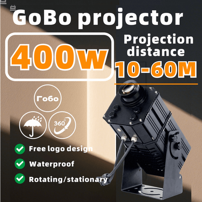 Powerful Outdoor Waterproof Gobo Projector Light, 400W High-Power Logo Projector for Exterior Walls