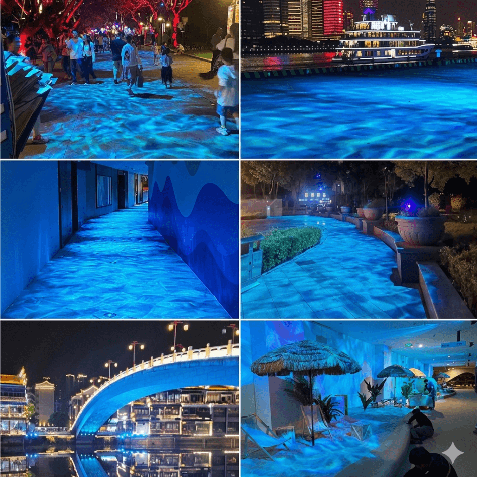 110wOutdoor Waterproof Water Ripple Projector - Dynamic Flowing Light for Landscape & Commercial Decor