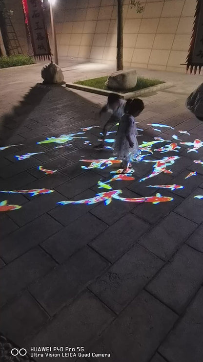 Dynamic Rotating Koi & Floral Gobo Projector — High-Power Prism Lens Outdoor Light with Lifelike Swimming Effect